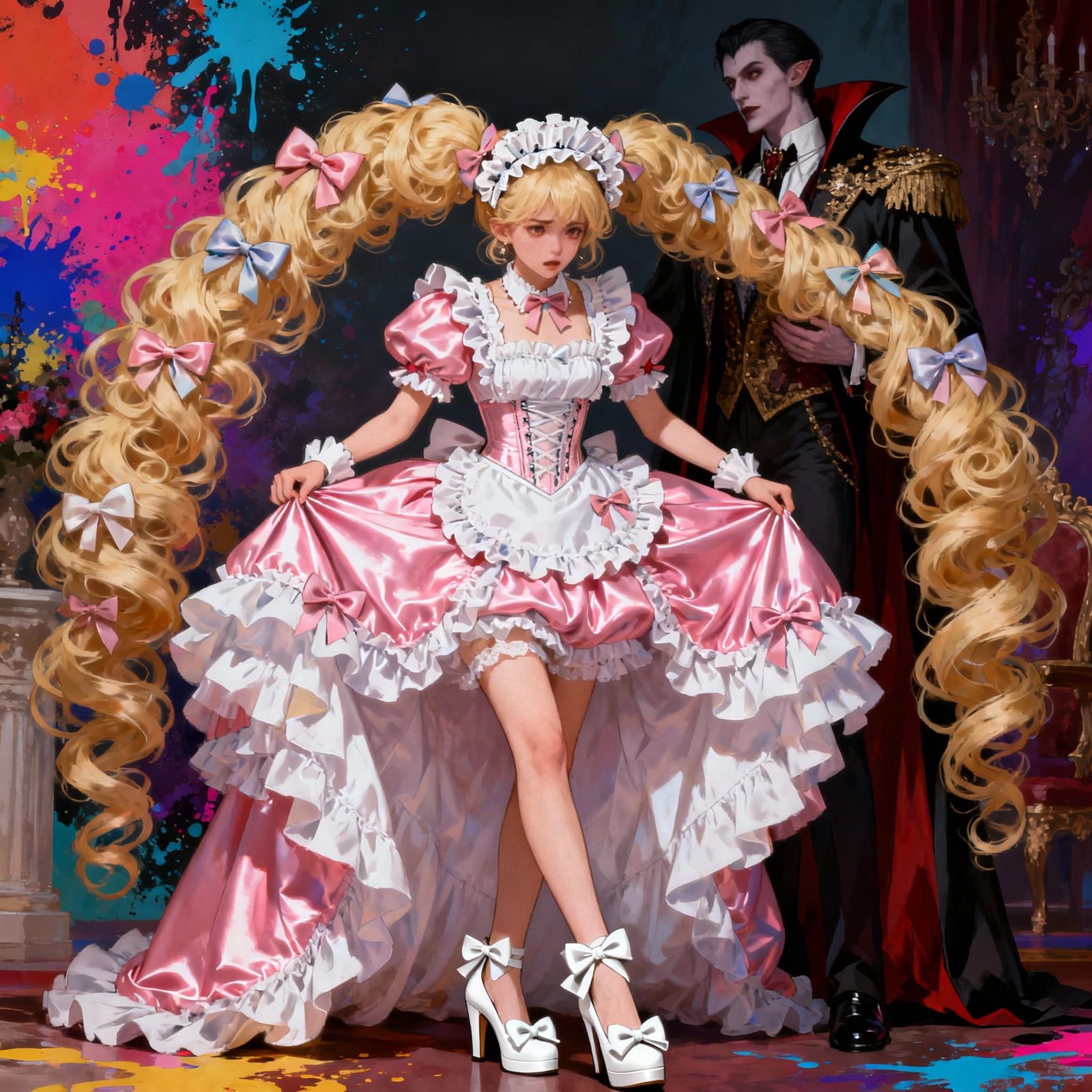 French Maid's Deep Curtsey to Vampire King