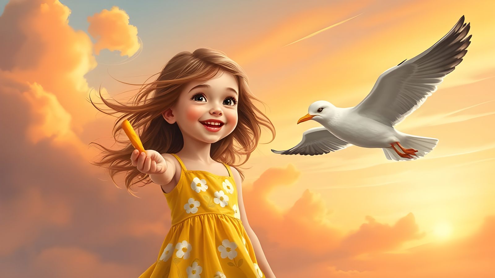 Joyful French Fry Scene in Whimsical Style