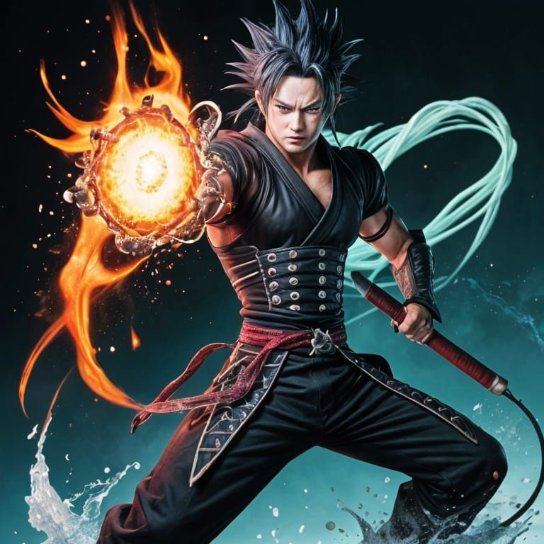 Super Saiyan Anime Warrior with Scar