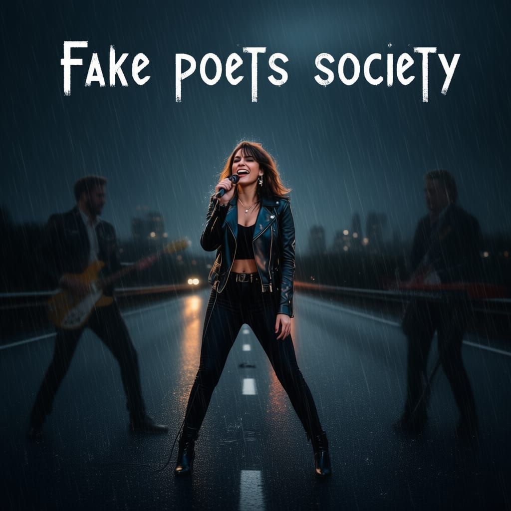 Goddess on Rainy Highway at Night