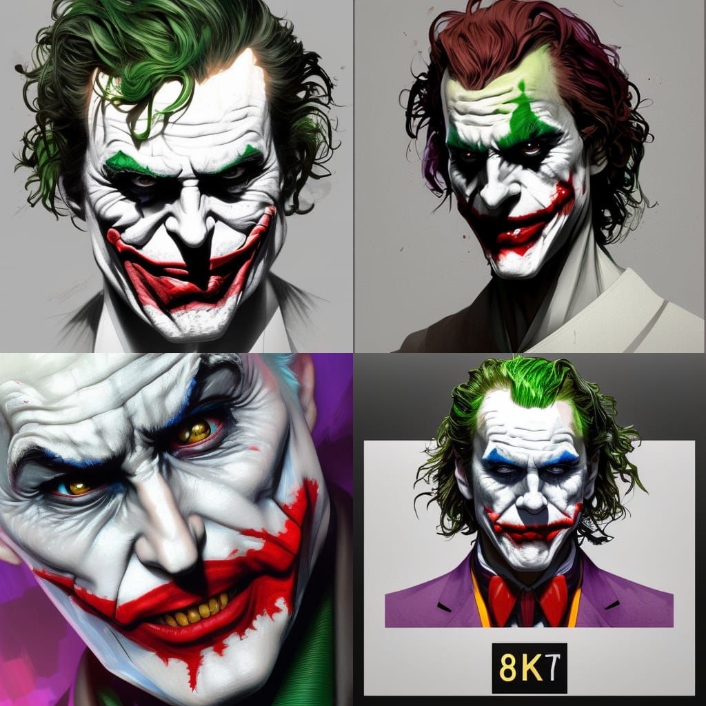 The Joker Portrait in Hyperdetailed Horror Style