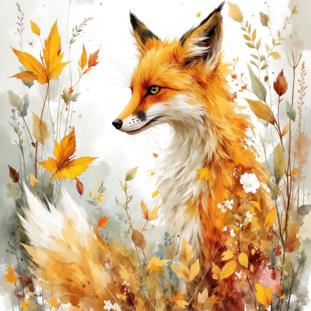 Playful Fox in Earthy Sketch Style