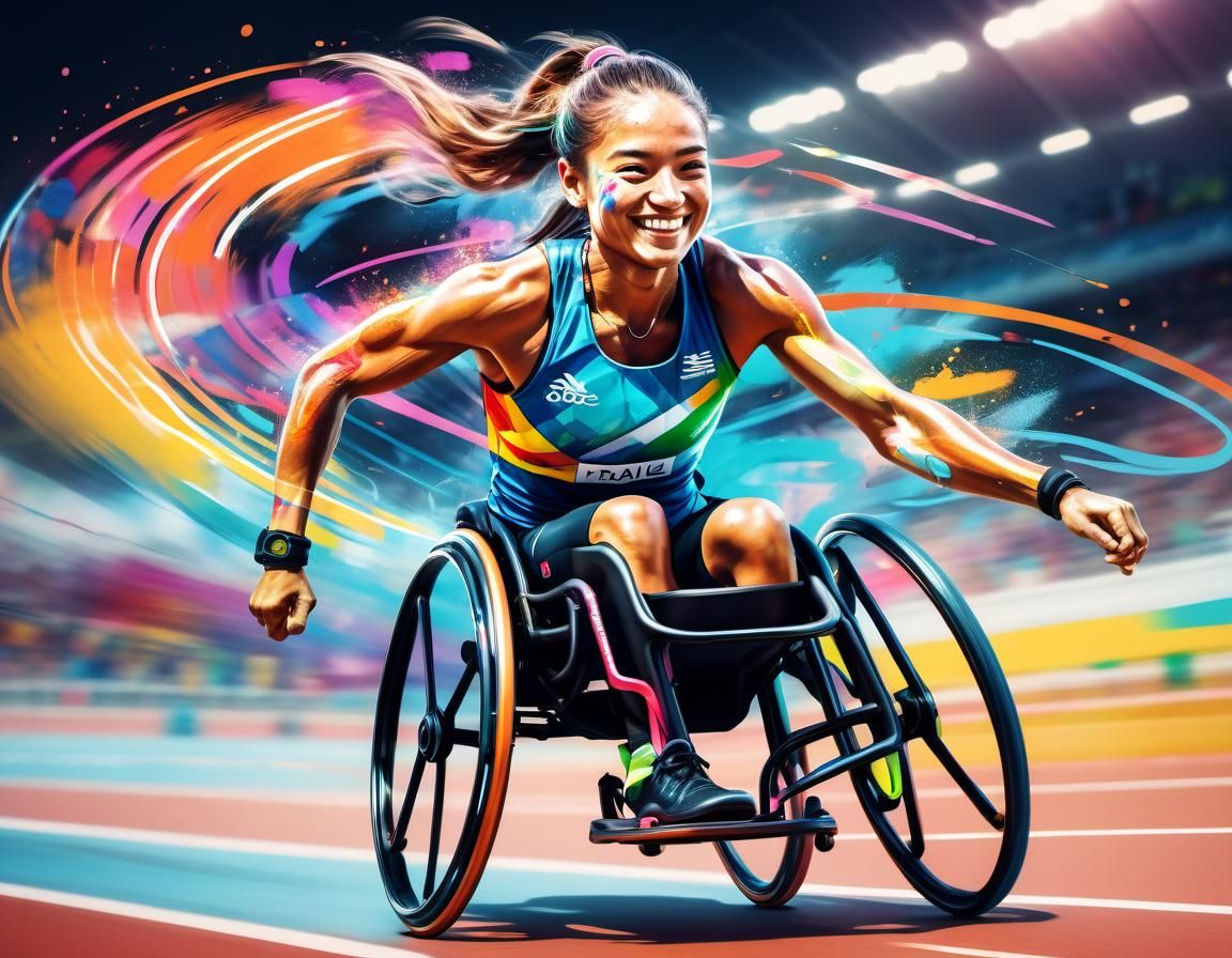 Paralympic Champion: Double Exposure Digital Graffiti Art