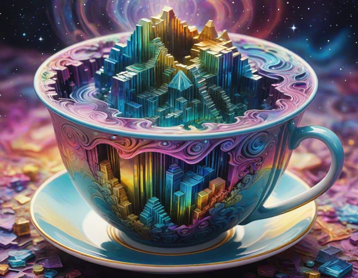Whimsical Bismuth Maze Fills a Vibrant, Dreamlike Cup