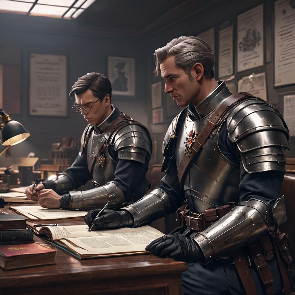 Knight General and Chancellor in War Office: 3D Anime Art