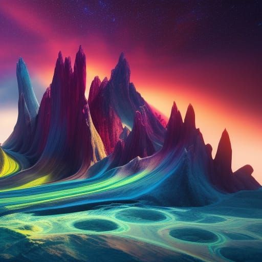Fantastical Rainbow Landscape in Detailed Matte Painting