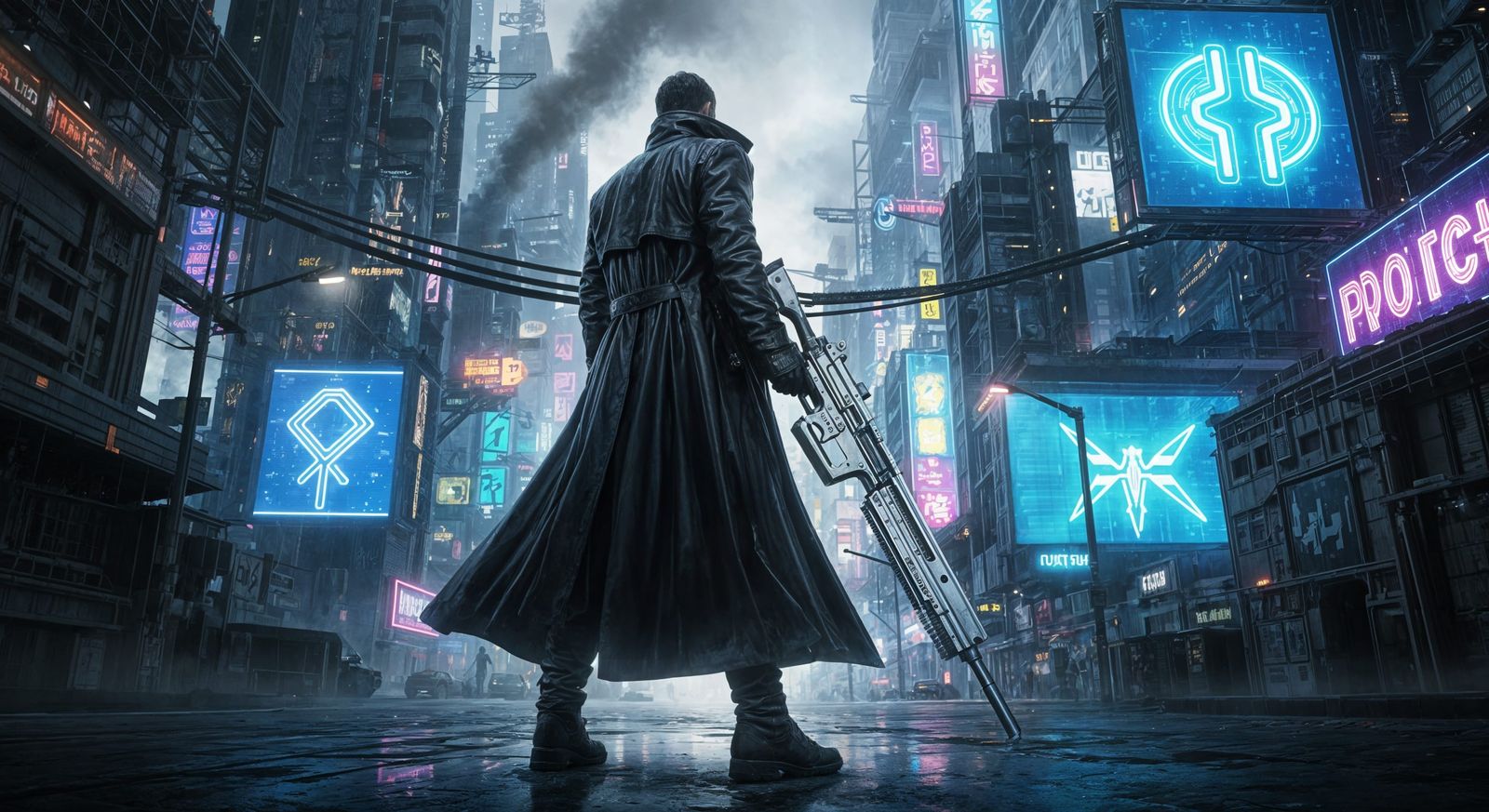 Cyberpunk Cityscape: Trust in Guns