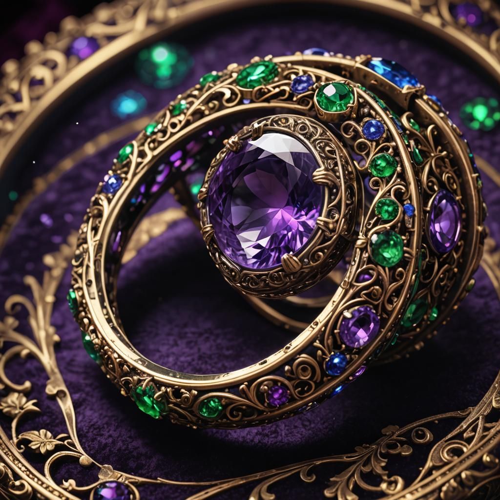 Glowing Gemstone Ring on Velvet in Detailed Matte Style