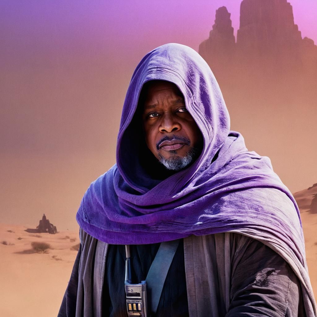 Jedi Master on Tatooine with Purple Lightsaber