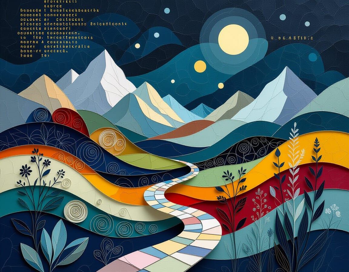 Abstract Paper Landscape with Surreal Lighting