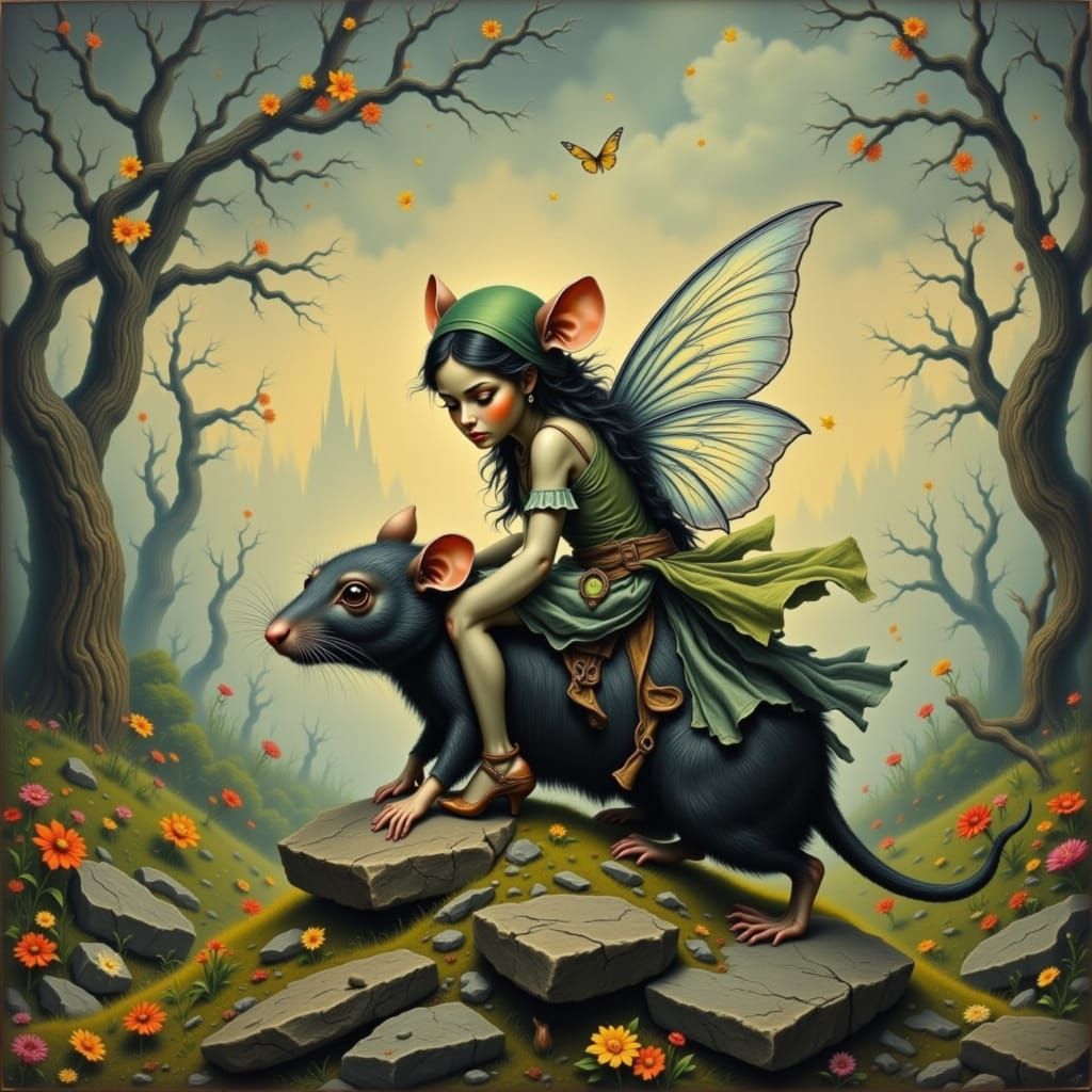 Fairy Riding a Rat Generated by AI