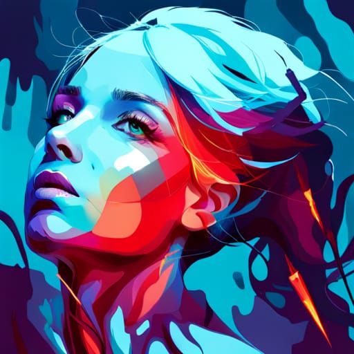 Fiery Woman Portrait in Vector Art Style