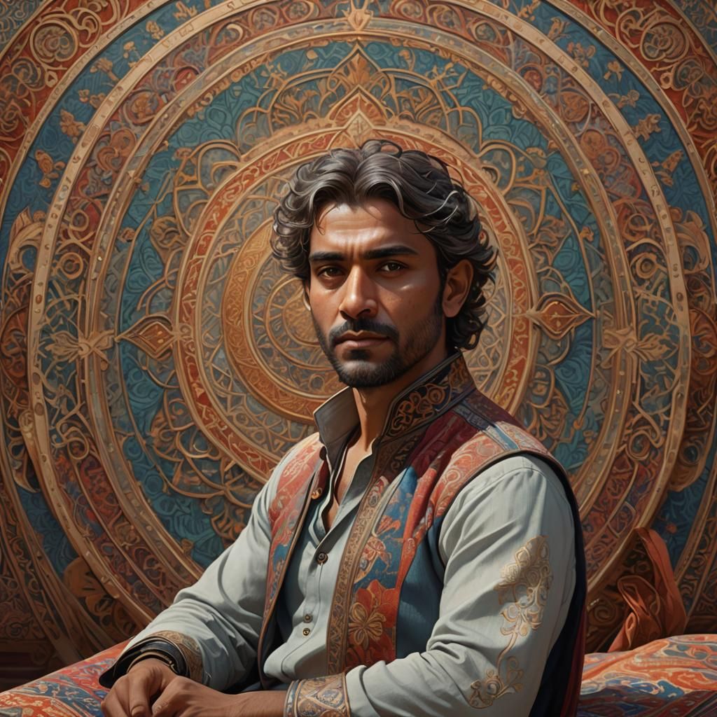 Akshay Kumar on Flying Carpet in Art Nouveau Style