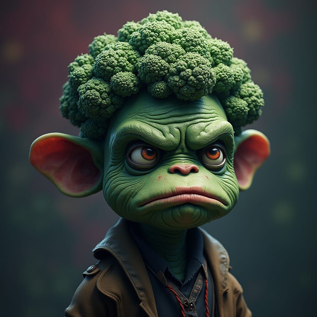 Moodily Rendered Anthropomorphic Kale in a Fantastical Lands...