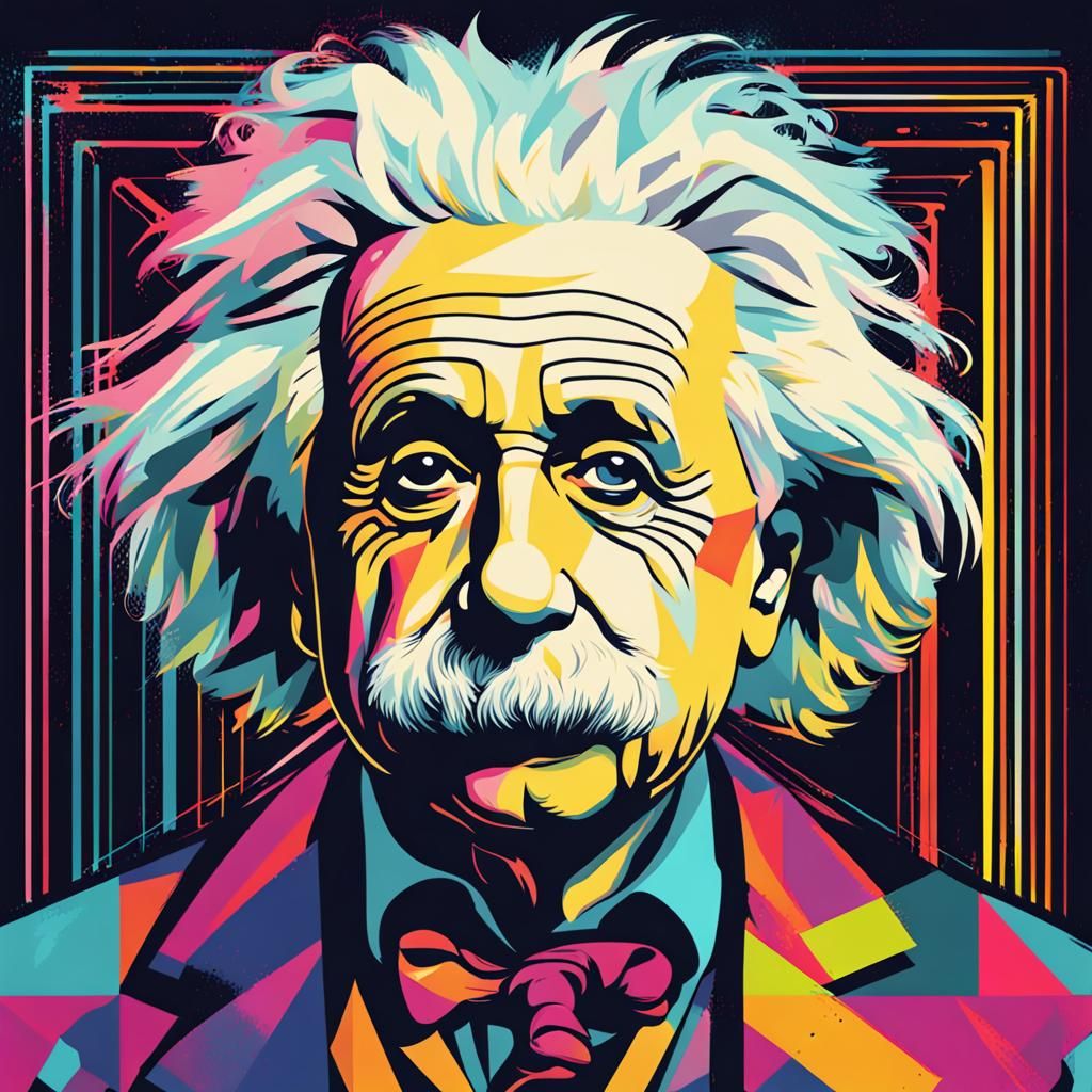 Einstein Portrait in Geometric Pop Art Style
