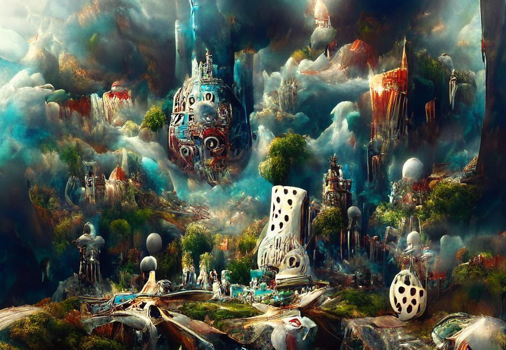 Dieselpunk Wonderland Sky Battle in Hyperrealism