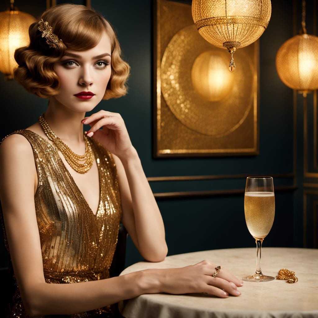 Flapper and Artist in Art Deco Style