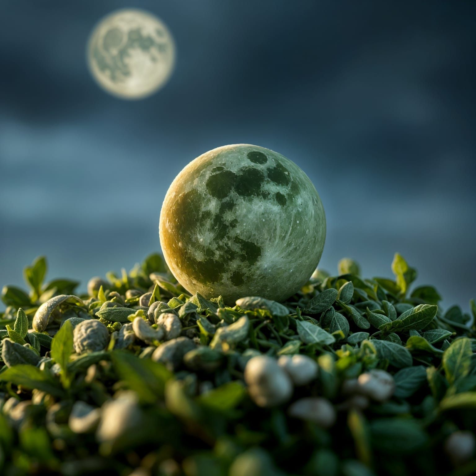 Hyperrealistic Sage Derby Cheese Moon