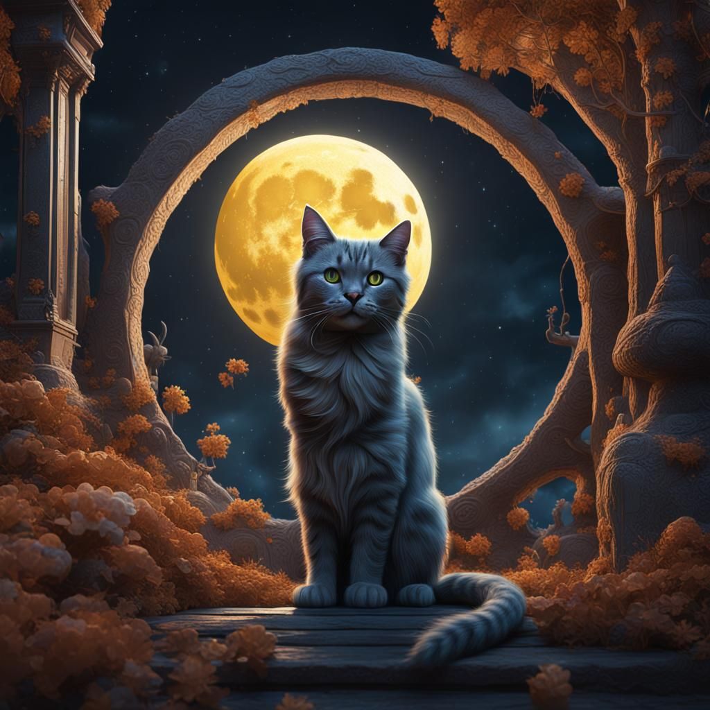 Fantastical Cat on the Moon Concept Art