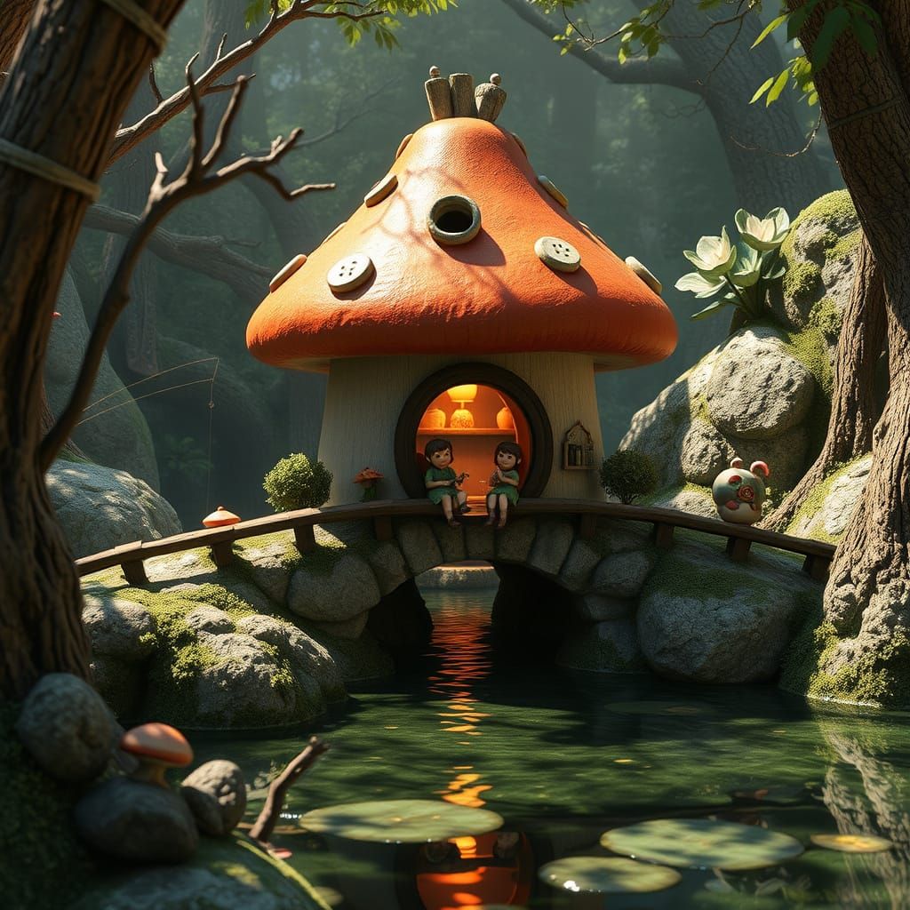 Enchanted Fungal Abode in Whimsical Forest