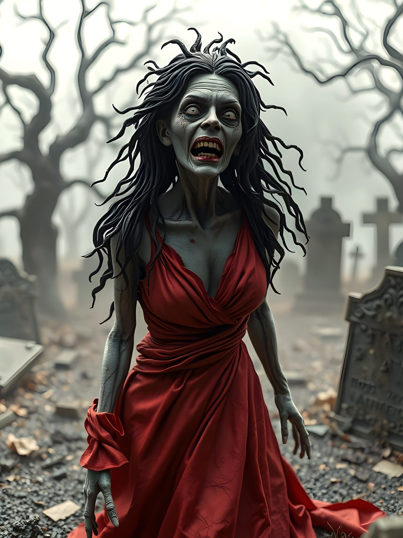 Zombie Marie Osmond Rises in Graveyard, Papercraft Style