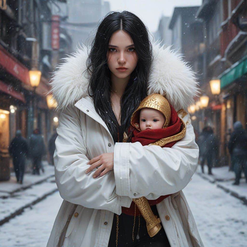 Cyberpunk-Inspired Demoness Guards Child Emperor in Turbulen...