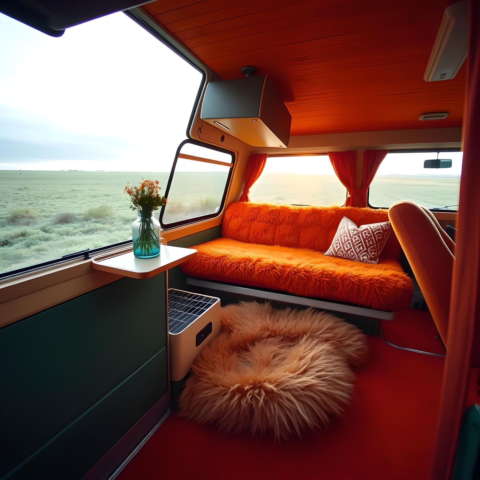 1970s Leisure Van with Orange Carpet Interior