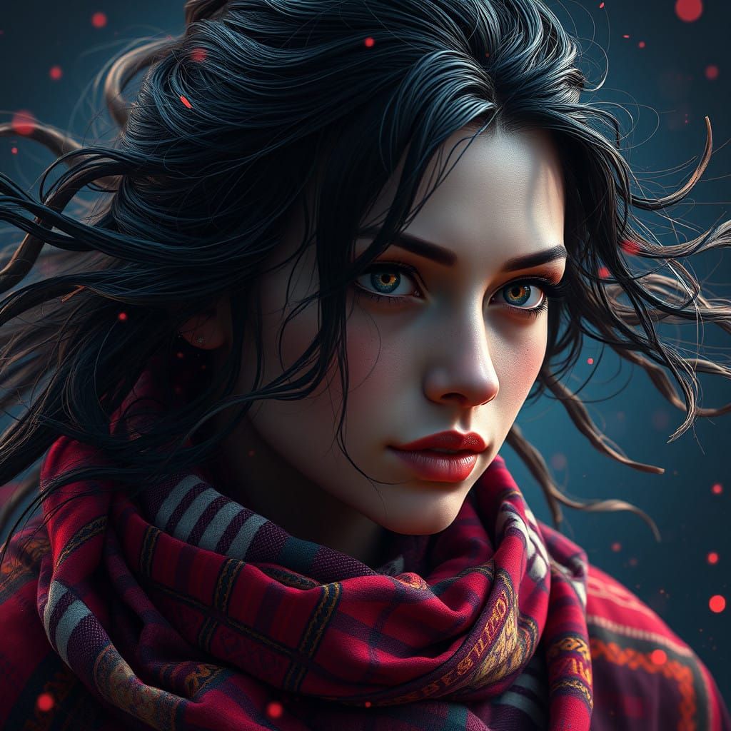 Ethereal Gypsy Heiress in Vibrant Tartan