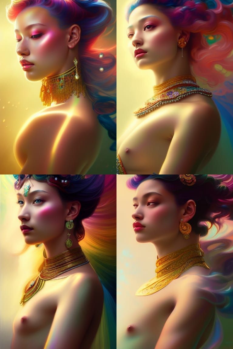 Majestic Pearl Goddess Portrait in Hyperdetailed Style