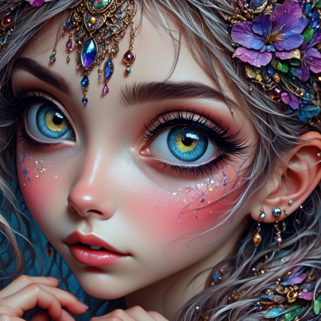 Stunning Macro Shot of Woman with Iridescent Eyes