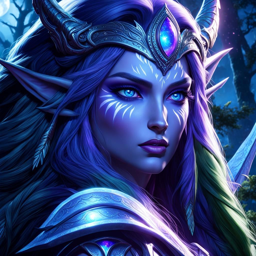 Tyrande: Priestess of the Moon in Hyperreal Moonlight