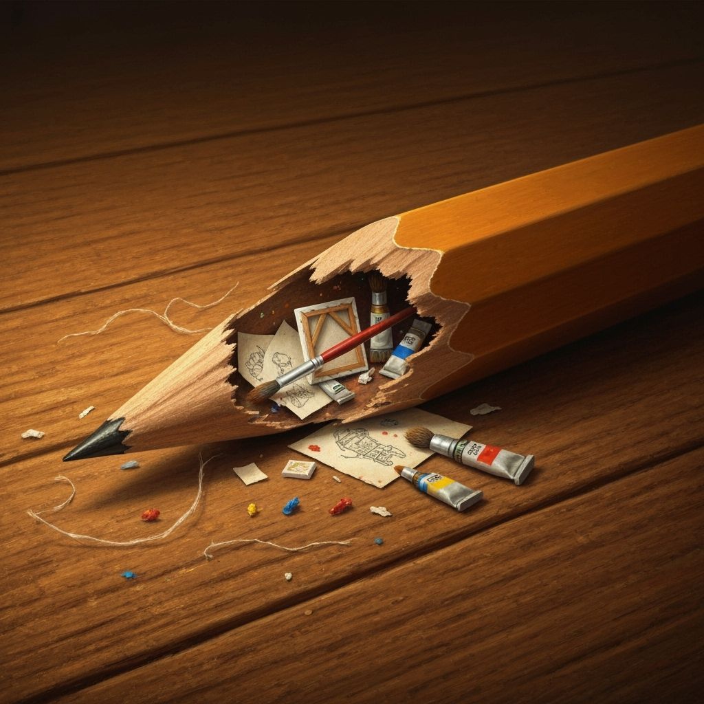 Miniature Artist's Studio Inside a Broken Pencil