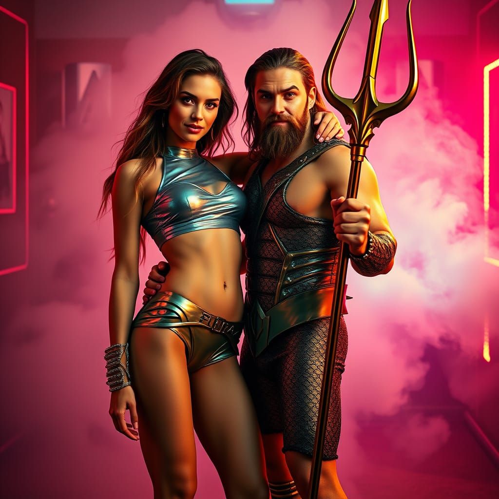 Confident Models Embody Neon Nightclub Energy in Bold, Futur...