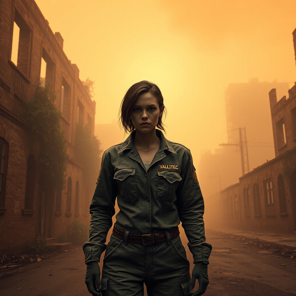 Woman in Vault Suit in Silent Hill Style