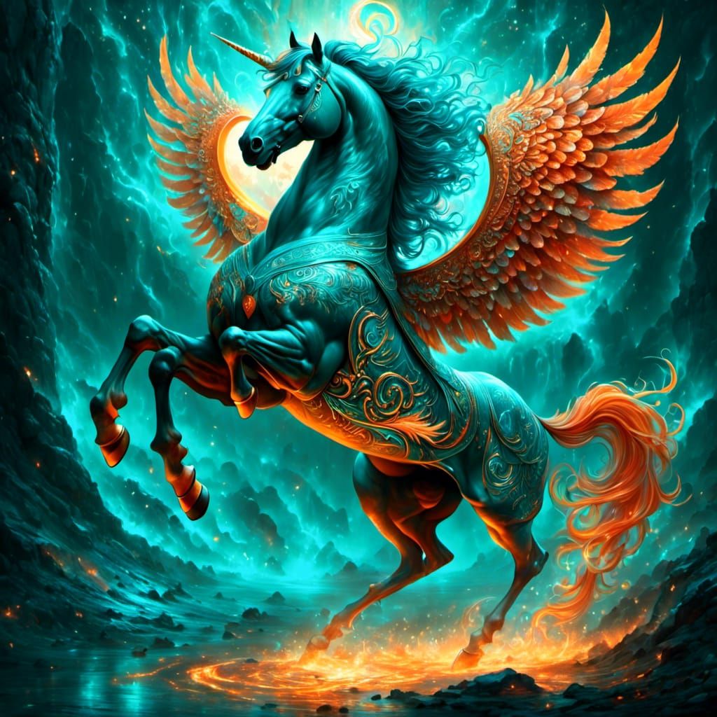 Magical Hybrid Creature with Glowing Runes