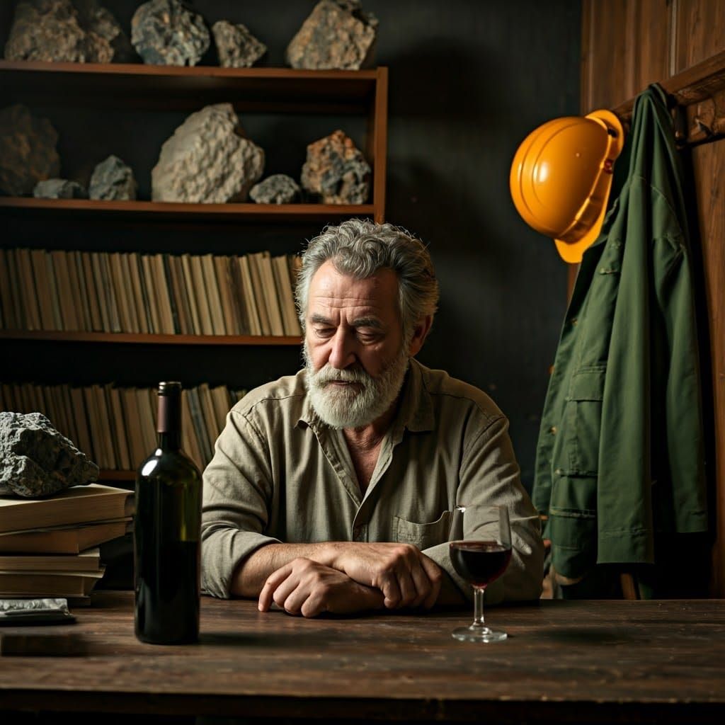 Geologist's Solitude: A Portrait in Somber Light