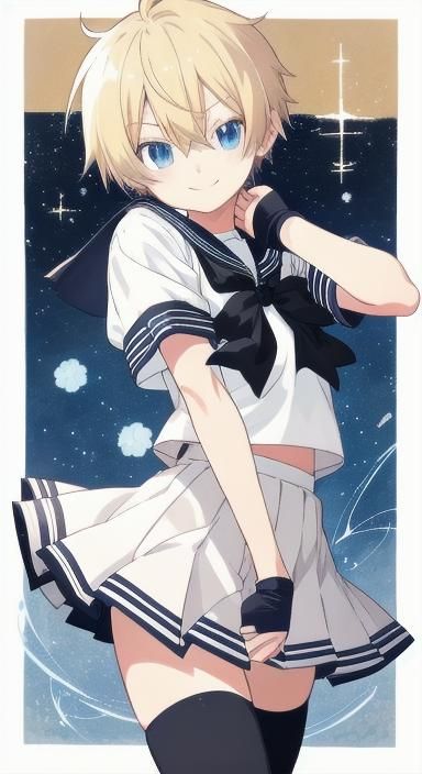 Crossdressing Anime Boy in Sailor Fuku