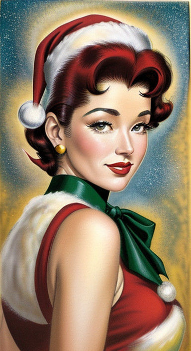 Christmas Goddess in Encaustic Impasto Style