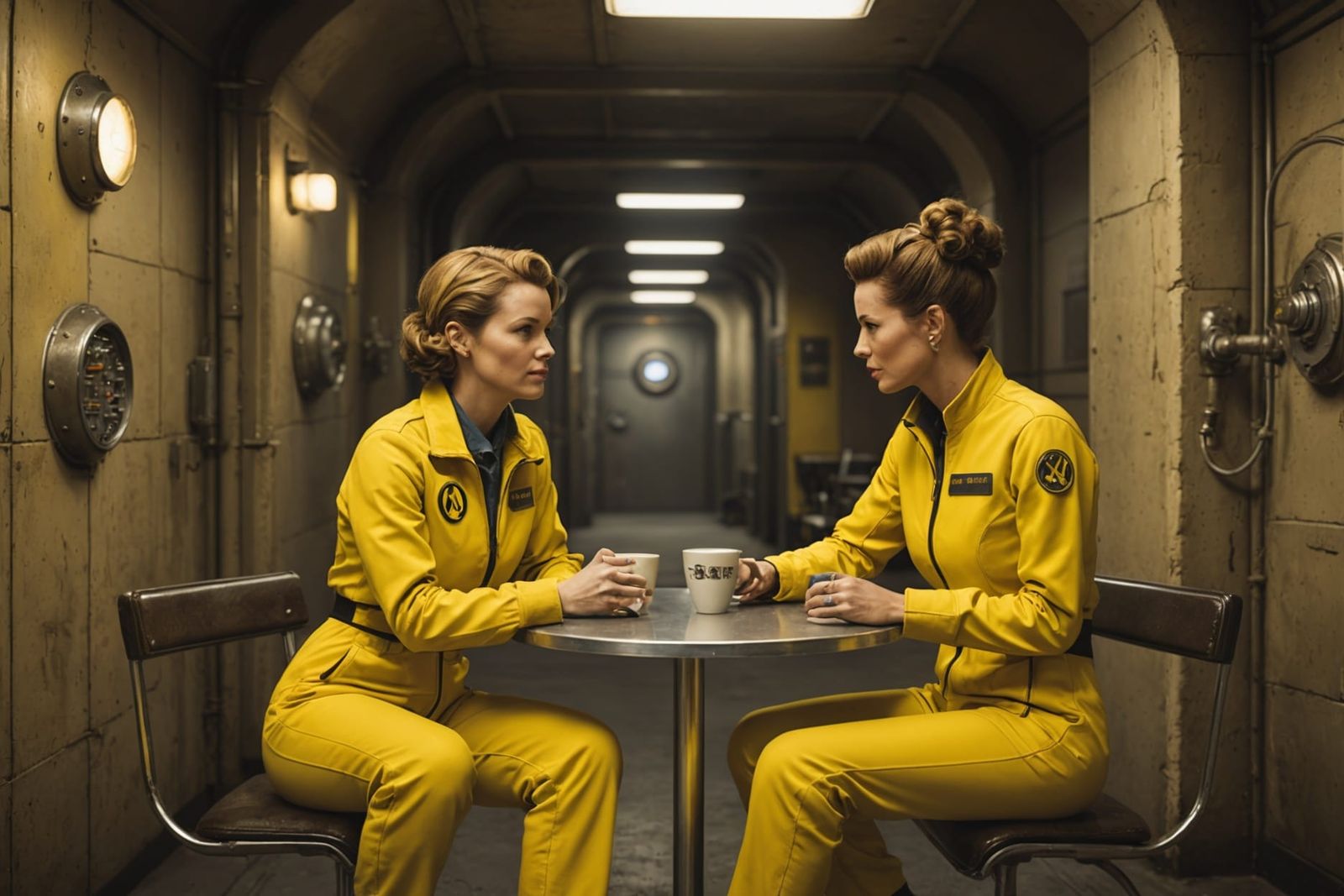 Lesbian Vault Dwellers Chatting in Futuristic Fallout Shelte...