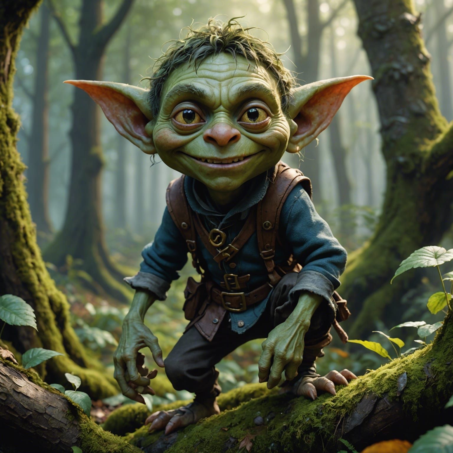Mischievous Goblin Thief in Mystical Forest