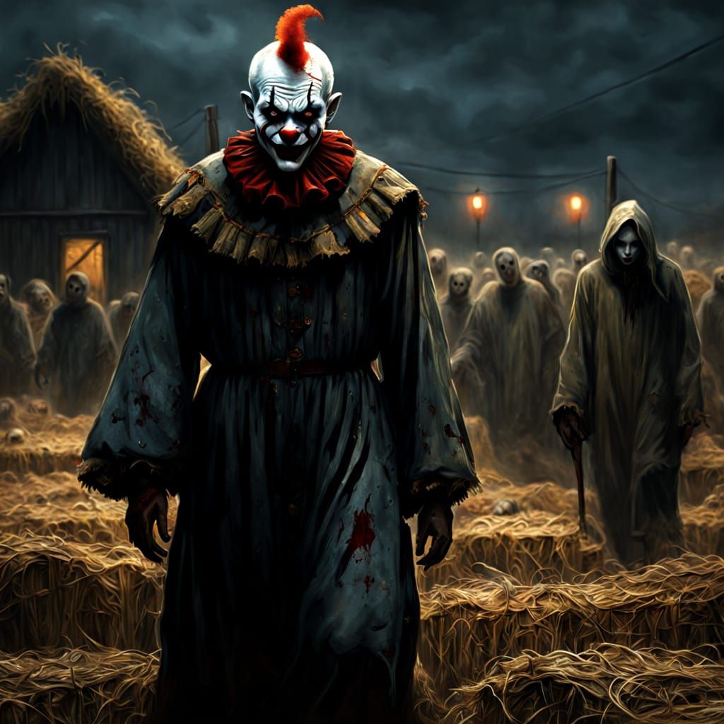 Evil Clown Terrorizes Harvest Festival in Atmospheric Horror...