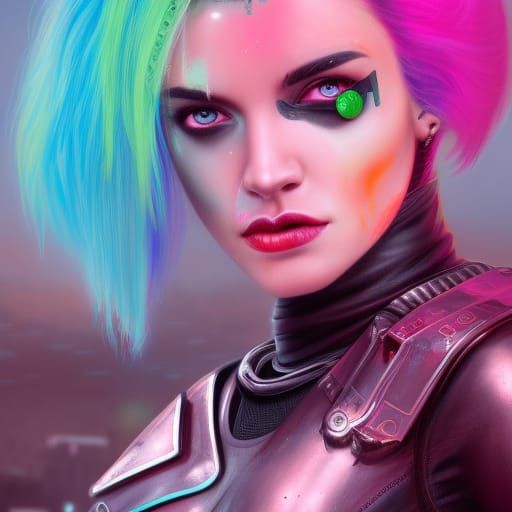 Sci-Fi Woman in Leather Armor with Pistol