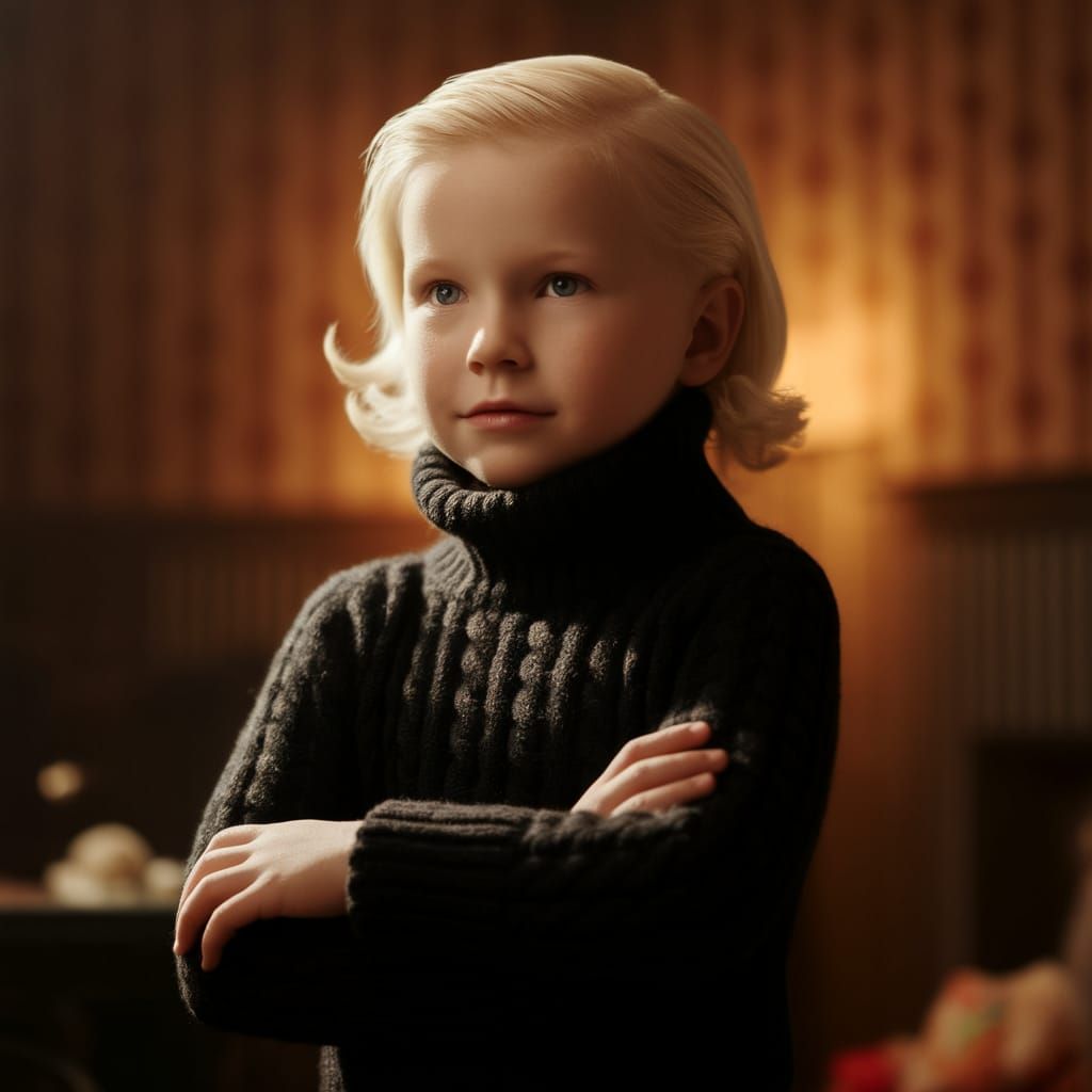 Confident Blonde Child in Cozy Winter Scene