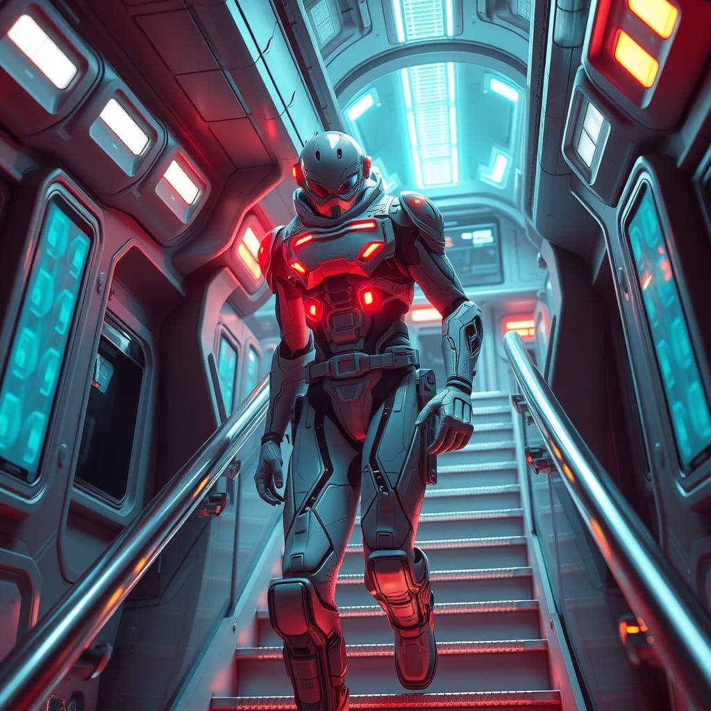 Futuristic Spaceship Descent in Sci-Fi Style