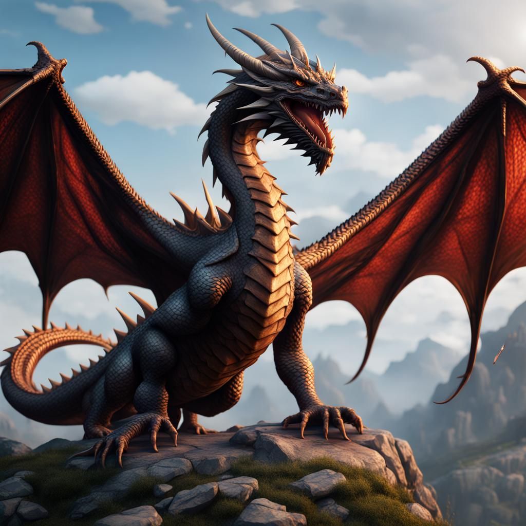 Detailed Dragon Logo Symbol in Fantasy Style