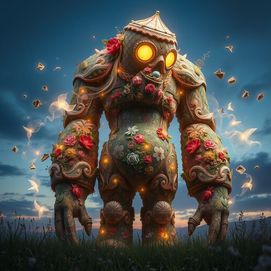 Glowing Tapestry Golem in Twilight Meadow