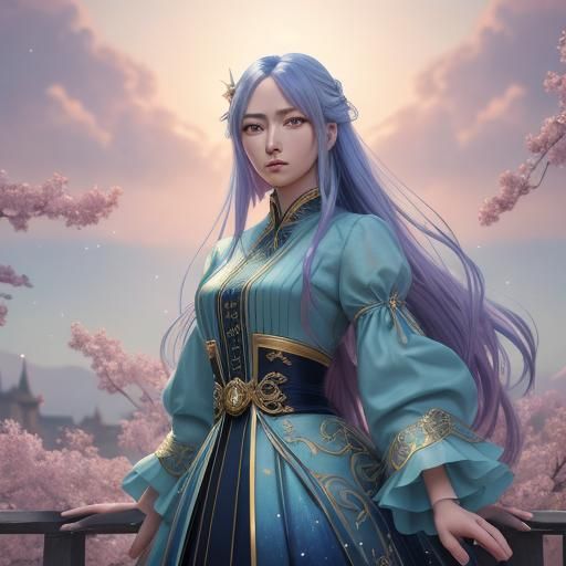 Anime Woman Portrait in Vibrant 3D Art