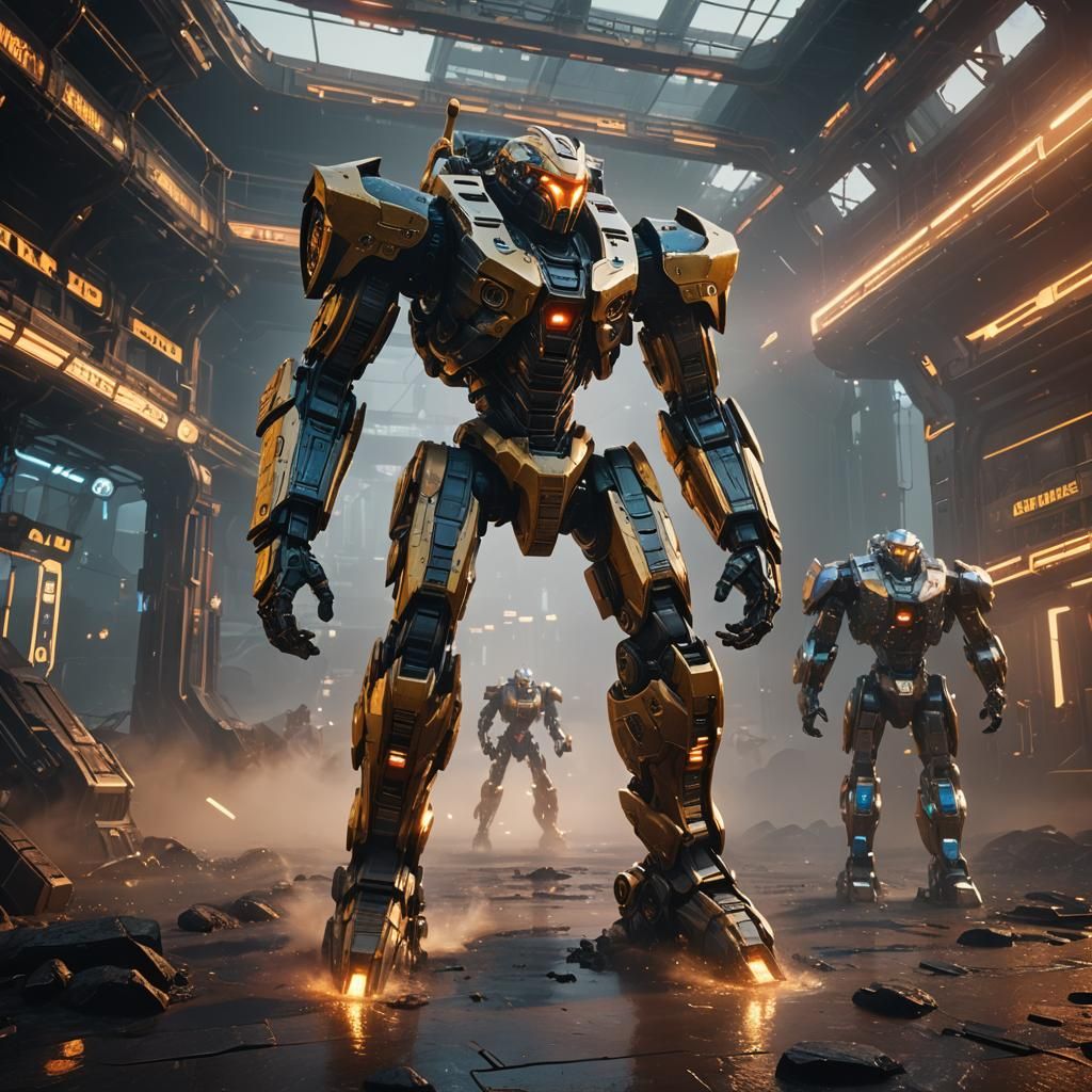Epic Mech Battle in Sci-Fi Arena