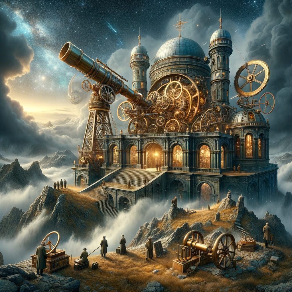 Steampunk Observatory on Cloud-Piercing Mountain