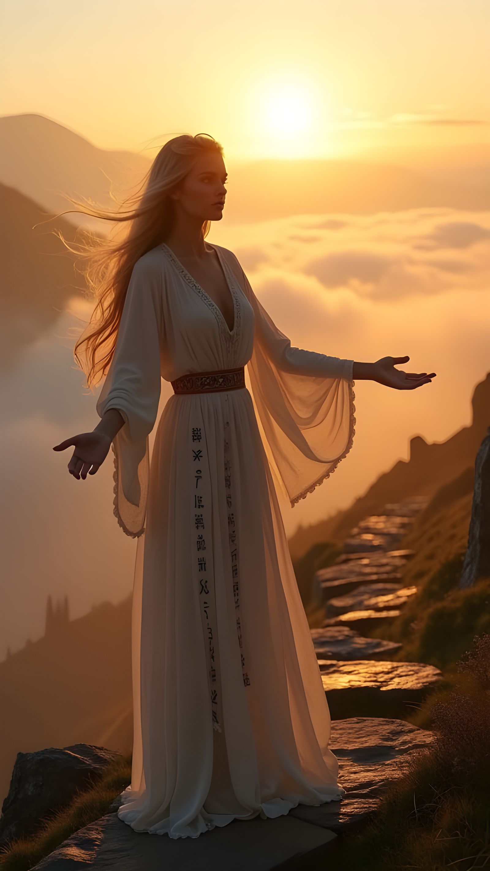 Serene Norse Goddess Welcomes the Dawn